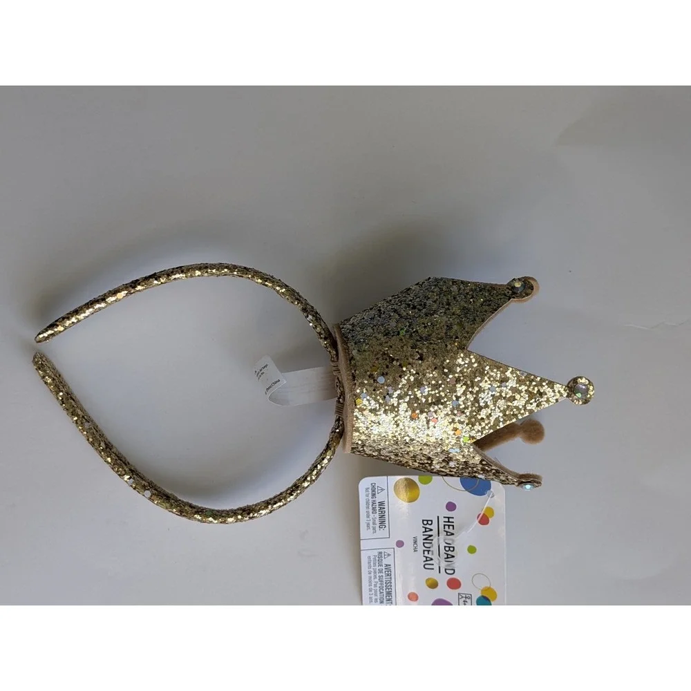Gold Glitter Crown Headband Party Princess Birthday Tiara Costume Accessory